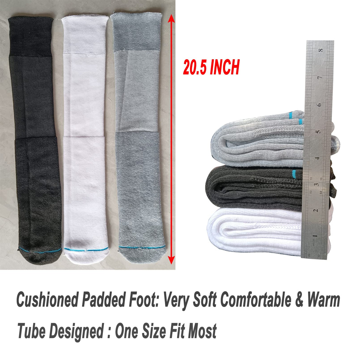 White 2 Pairs Medical Tube Socks W294672