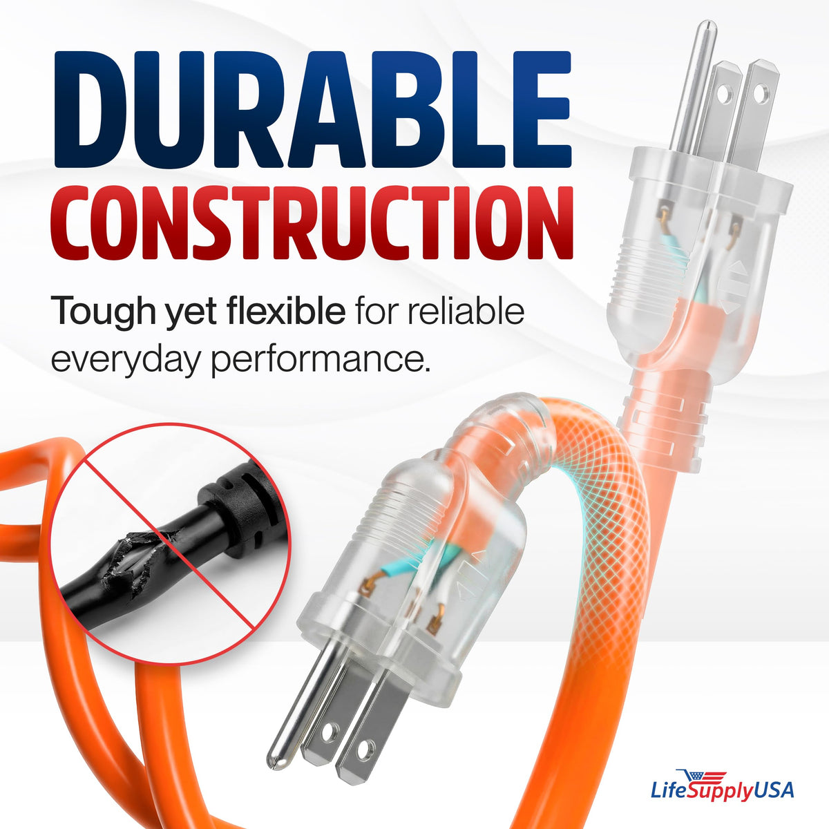 100ft 10/3 Gauge Heavy Duty Outdoor Extension Cord Orange M489