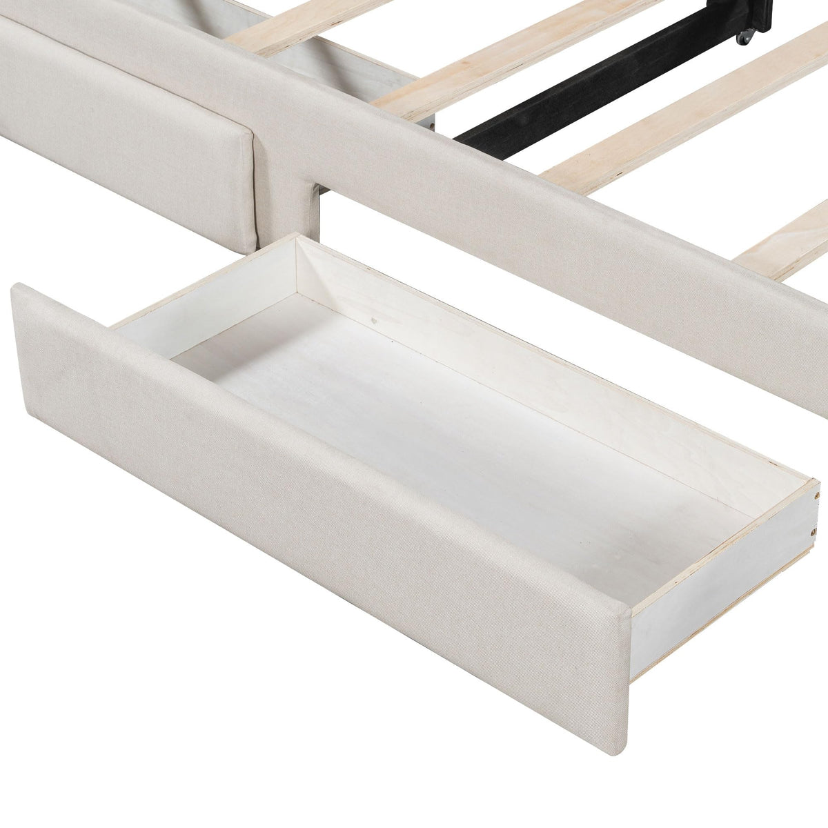 Twin XL Linen Upholstered Daybed with Storage Drawers and LED Light W51251
