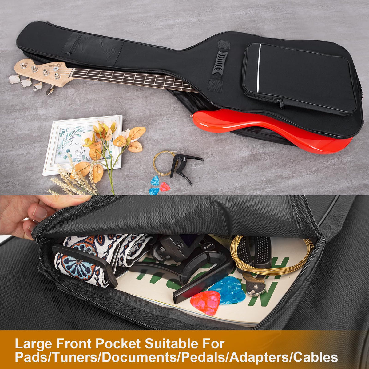 Black Waterproof Bass Guitar Gig Bag M17014