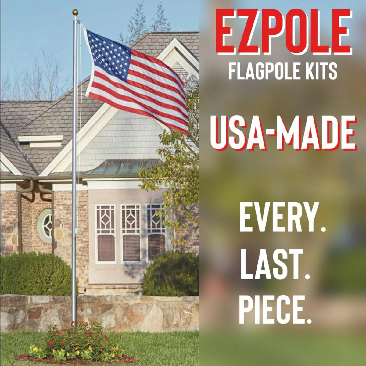 6' Black Aluminum Flagpole with American Flag and Mounting Bracket B2206