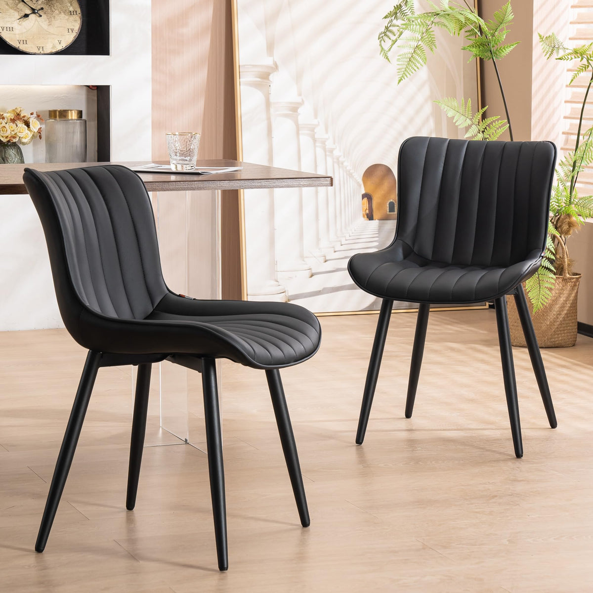 Black Dining Chairs Set of 2 J471