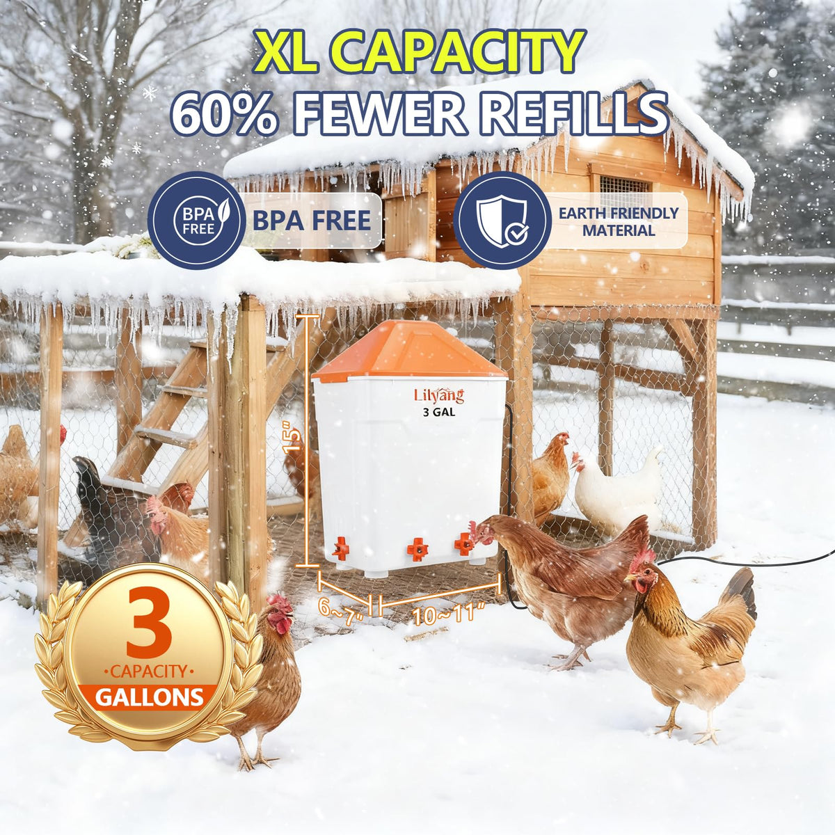 Heated Chicken Waterer 3 Gallon G6314