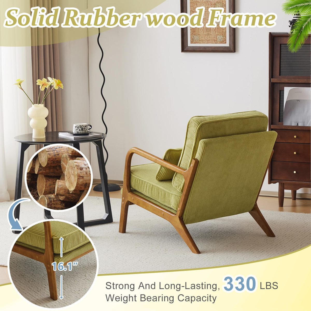 Green Corduroy Accent Chairs Set of 2 O45810