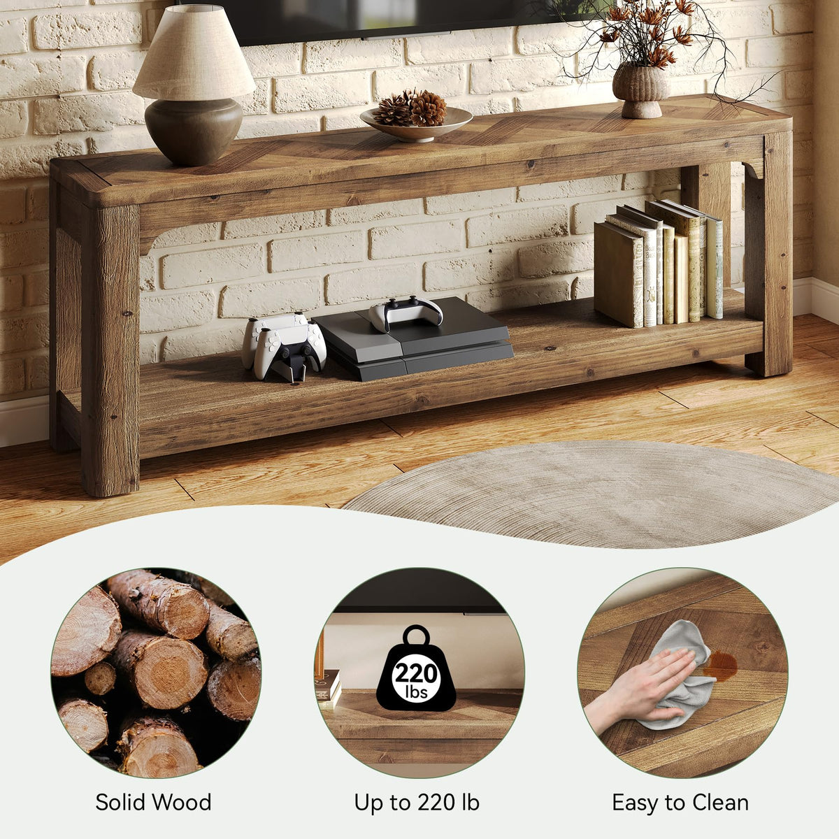 63" Solid Wood TV Stand D1897