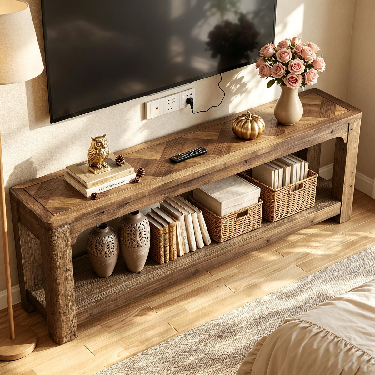 63" Solid Wood TV Stand D1897