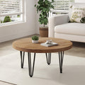 Rustic Wood Round Coffee Table with Metal Legs K61894