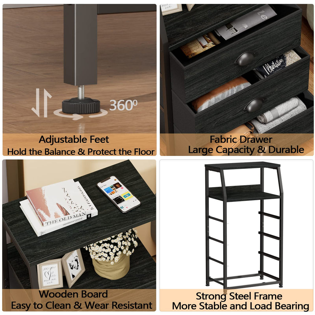 Tall Nightstand with Fabric Drawer I229