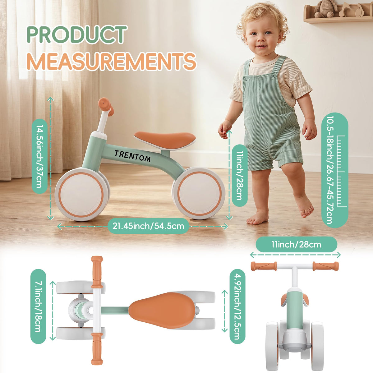 Lightweight No Pedals 4-Wheel Toddler Balance Bike B6724