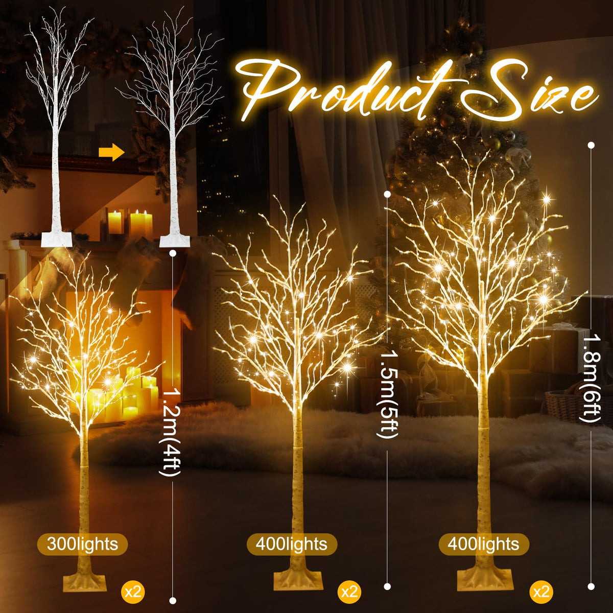 6 Pcs Lighted Birch Tree N86977