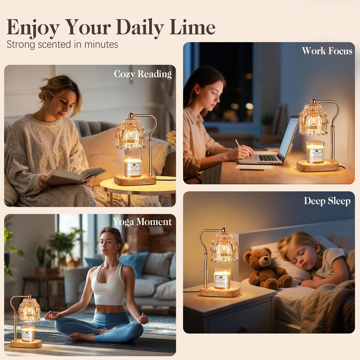 Candle Warmer Lamp with Timer Dimmer Adjustable Height Glass V755