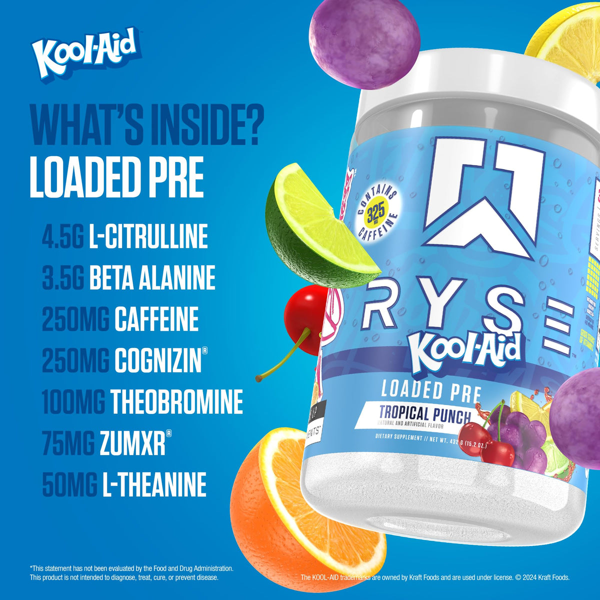 Pre Workout Powder Tropical Punch 300mg Caffeine 30 Servings N261589