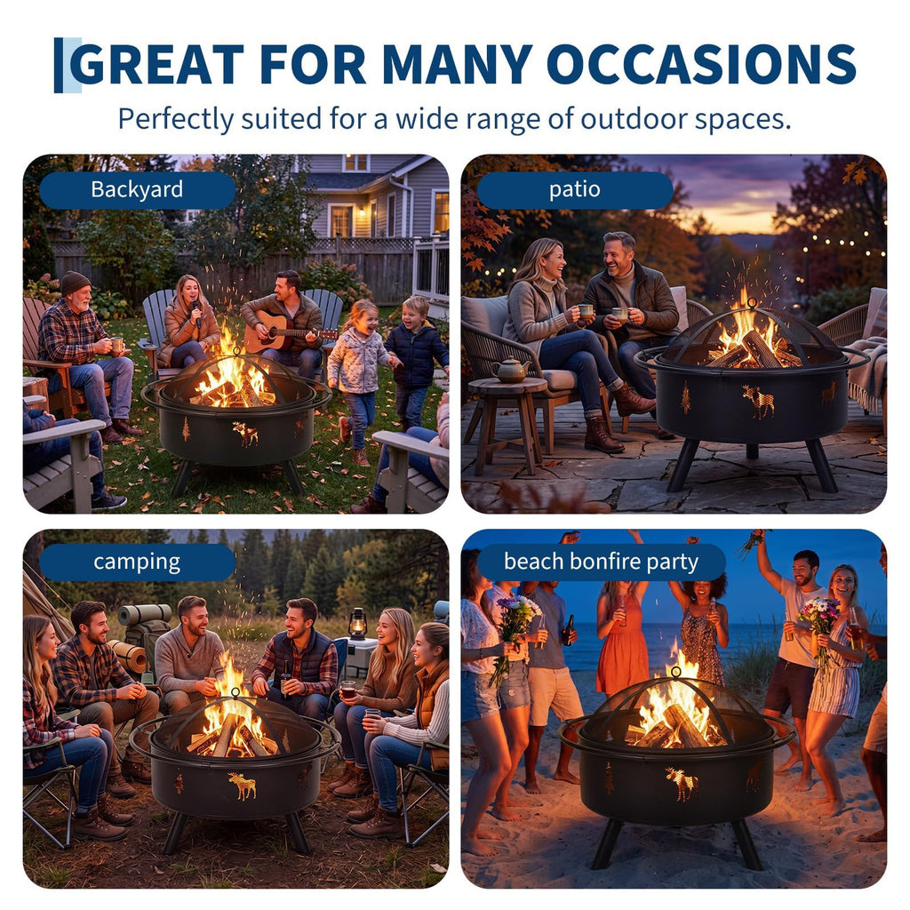 32" Round Wood Burning Fire Pit Z409152