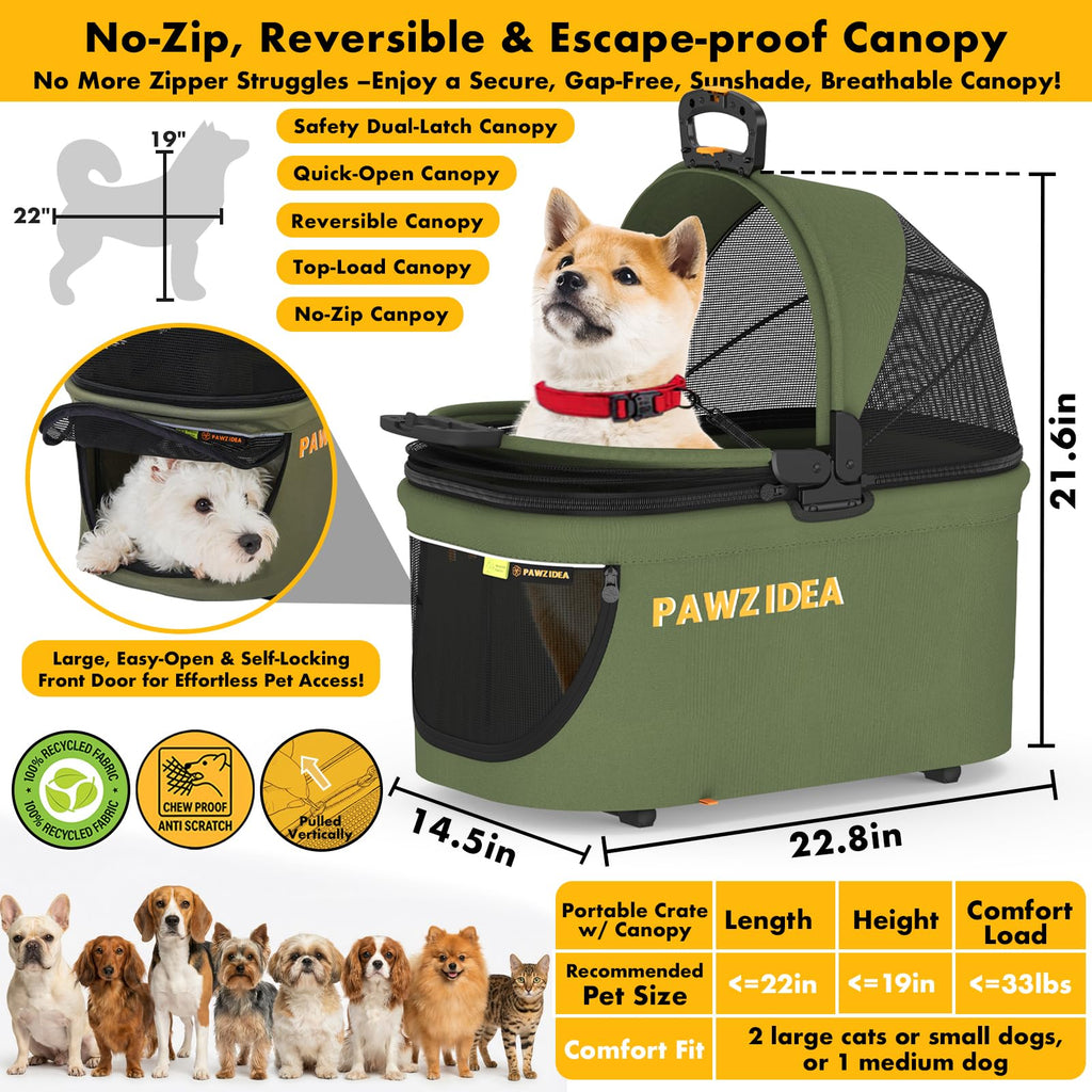 Foldable Pet Stroller with Detachable Carrier D4311