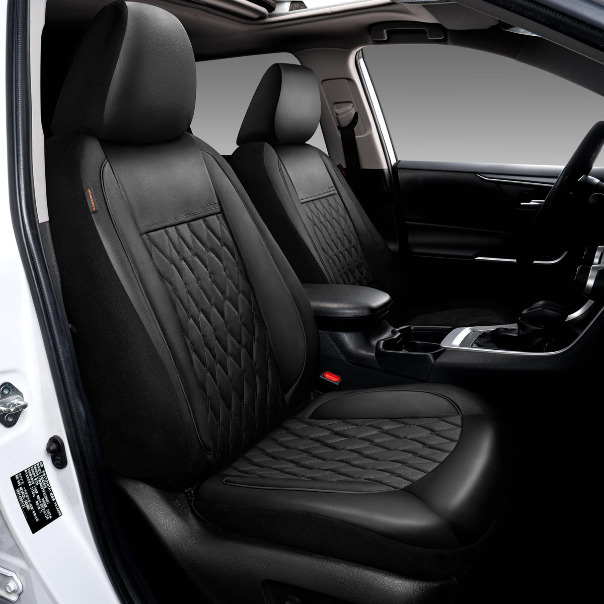 Faux Leather Car Seat Covers Full Set 5-Seat Black K35248