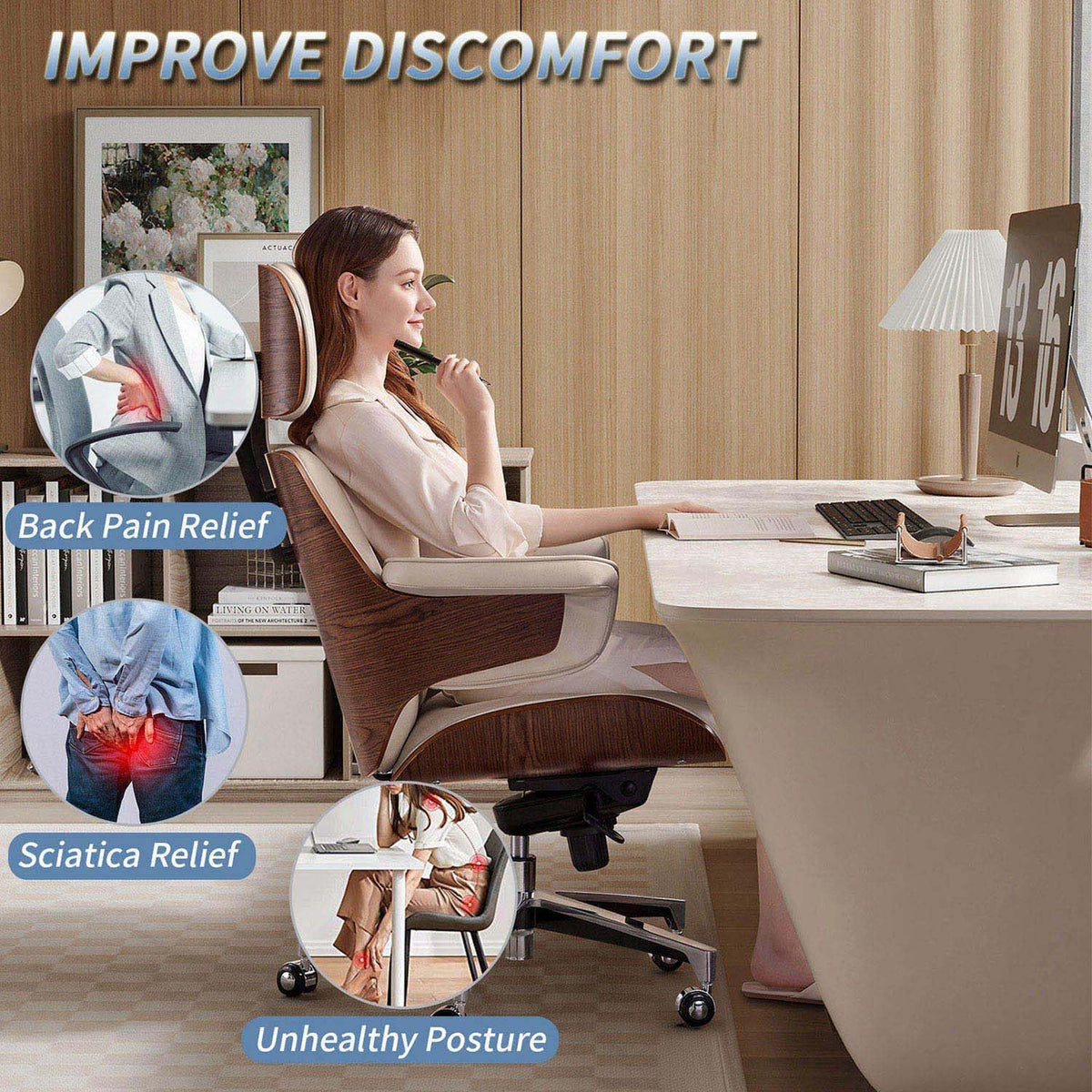 Black Memory Foam Wedge Seat Cushion N48128