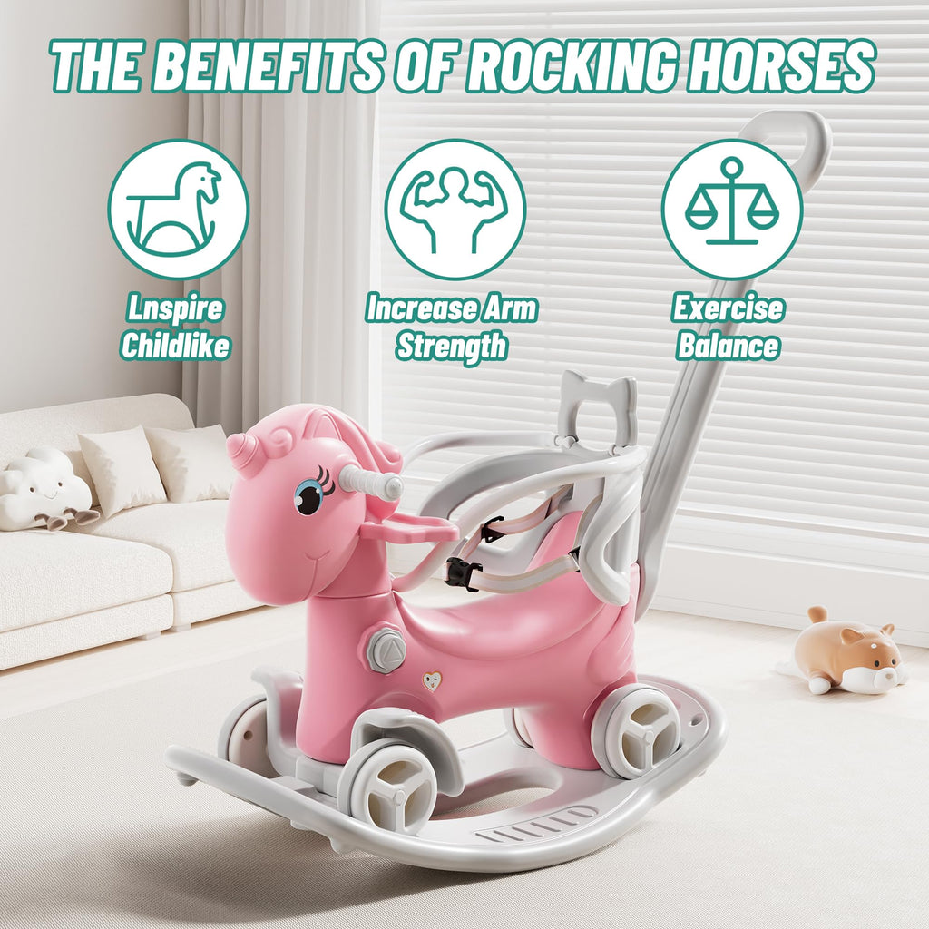 4 in 1 Rocking Horse with Push Handle and Balance Board R920