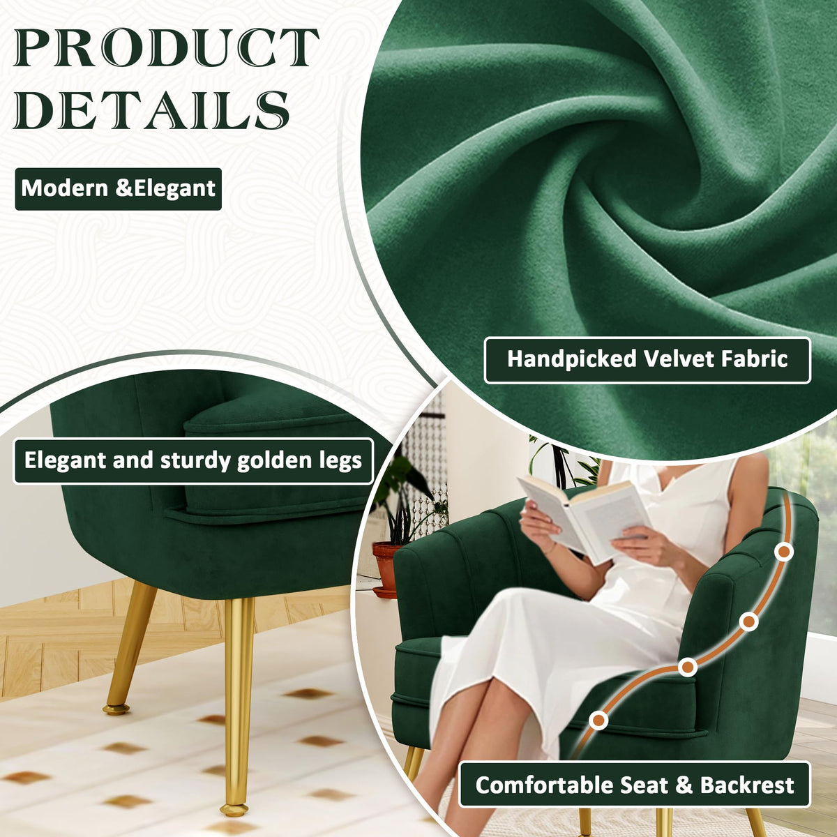 Velvet Accent Chair I35718