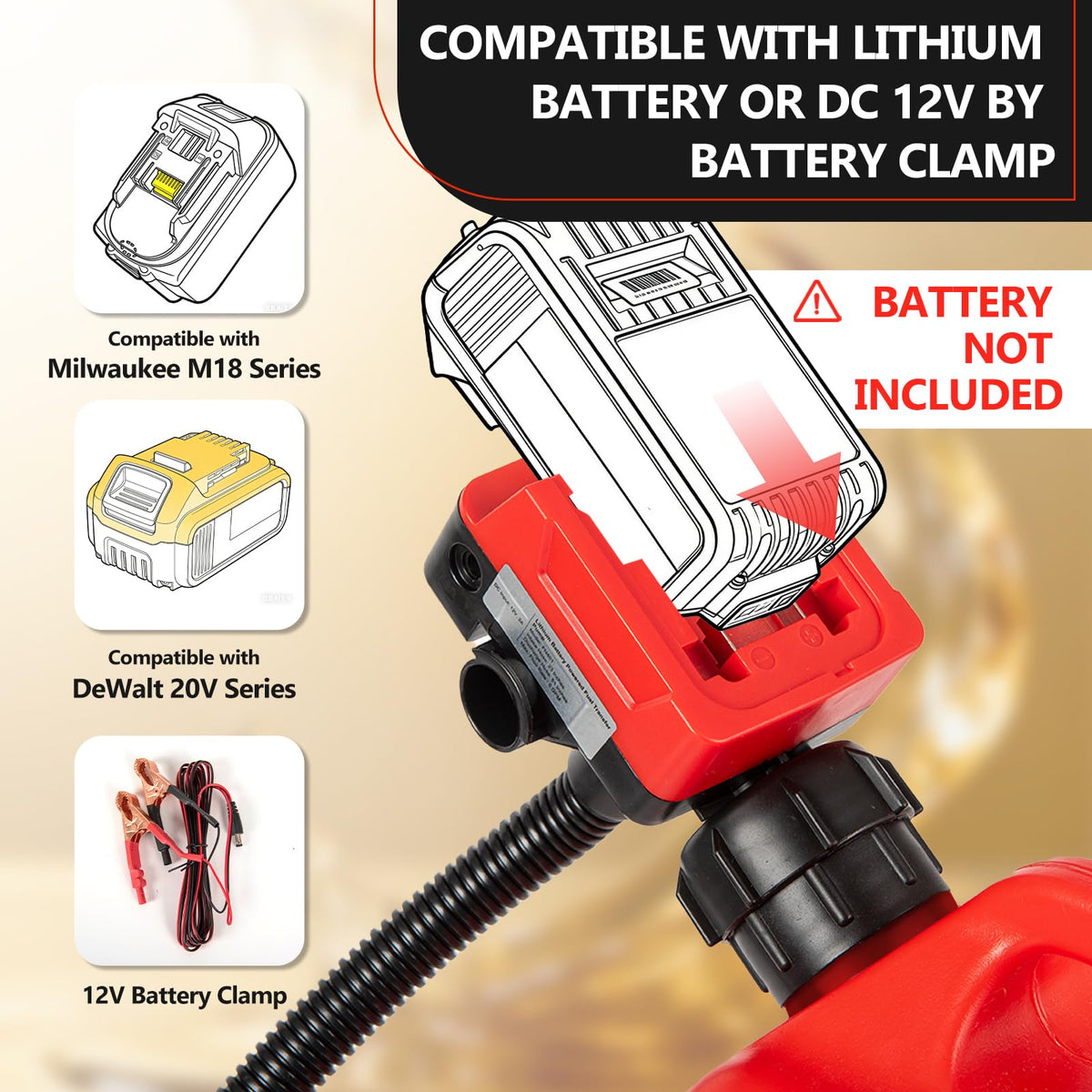 Cordless Gas Pump with Auto-Stop & Hand Nozzle, 51" Hose W193395