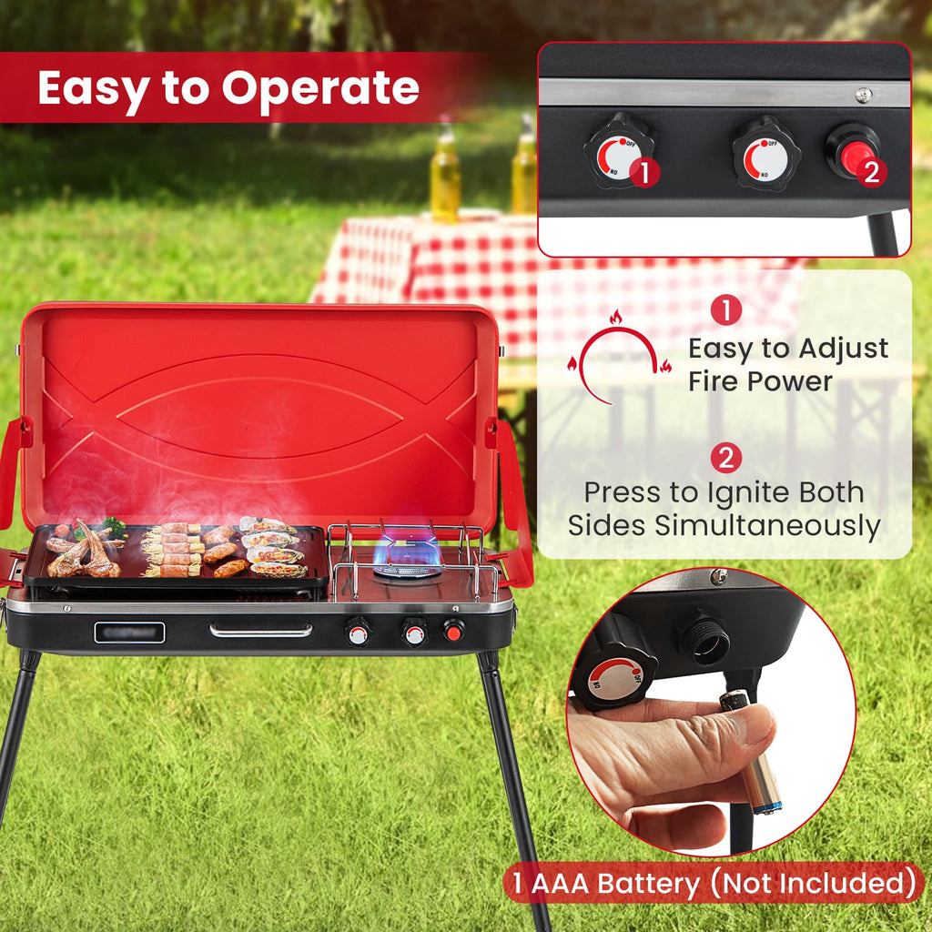 2-Burner Camping Stove with Removable Leg Stand G357879