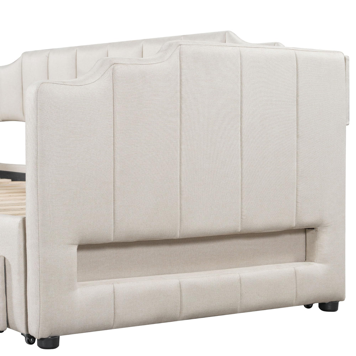Twin XL Linen Upholstered Daybed with Storage Drawers and LED Light W51251