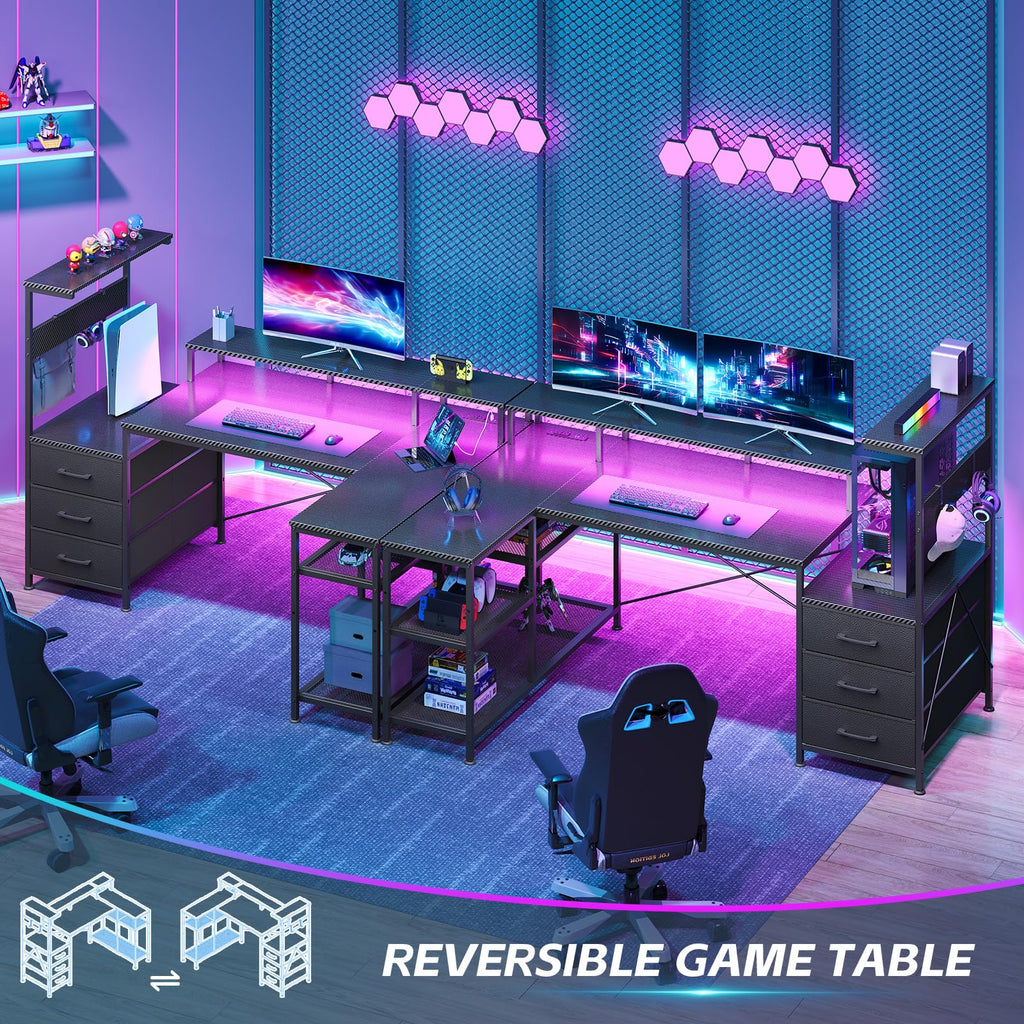 L Shaped Gaming Desk with Drawers T15700