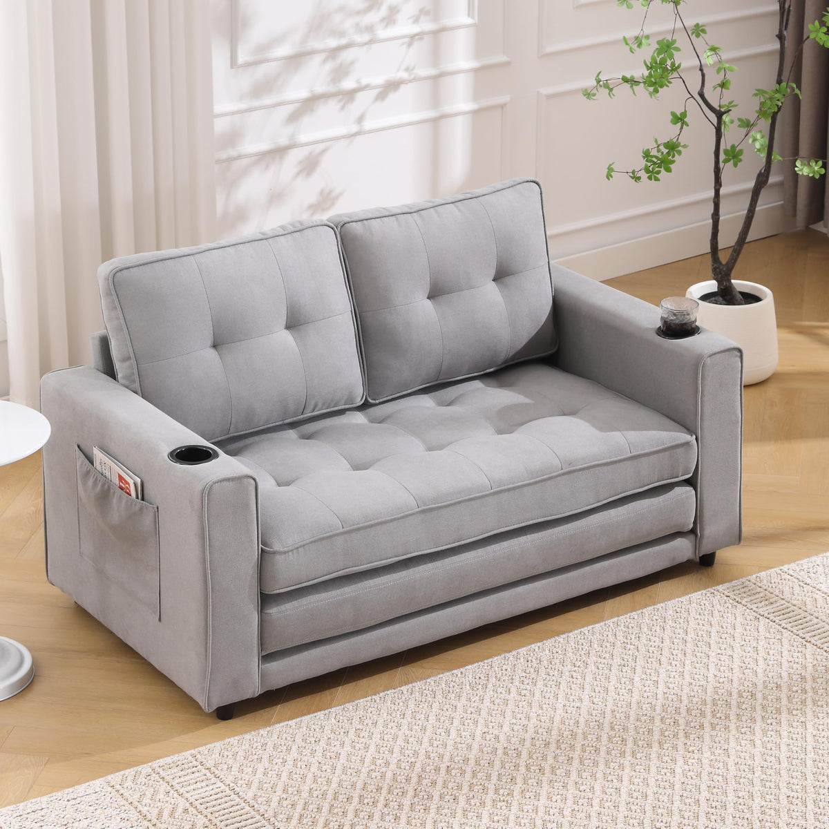 Light Gray Convertible Futon Sofa Bed H792959