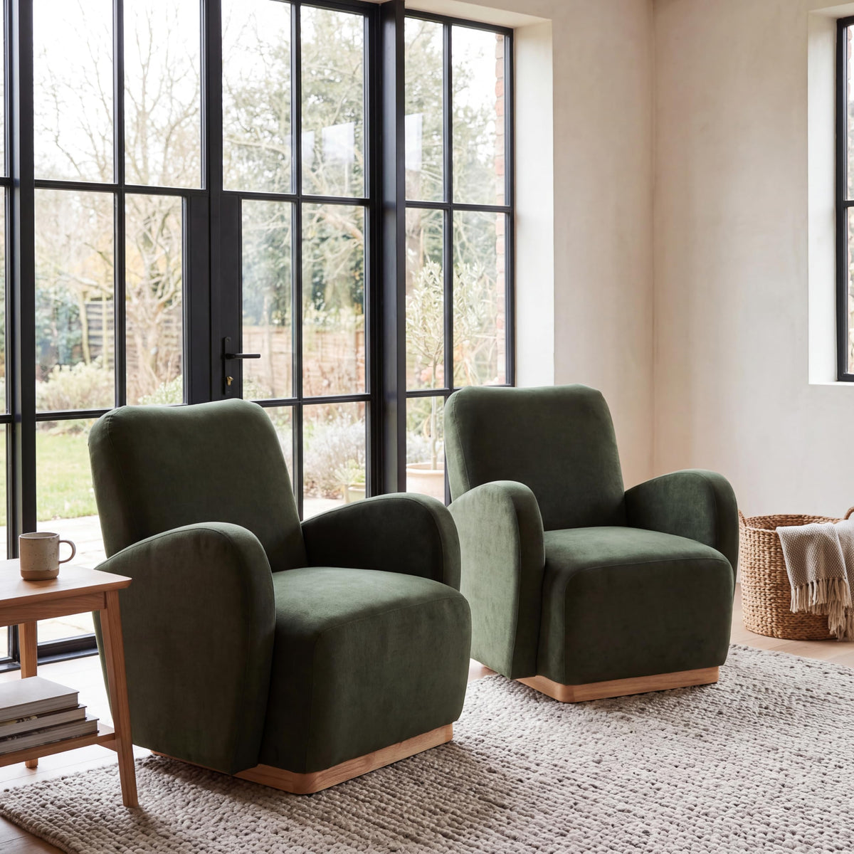 Olive Green Velvet Upholstered Accent Chair Set of 2 Q83922