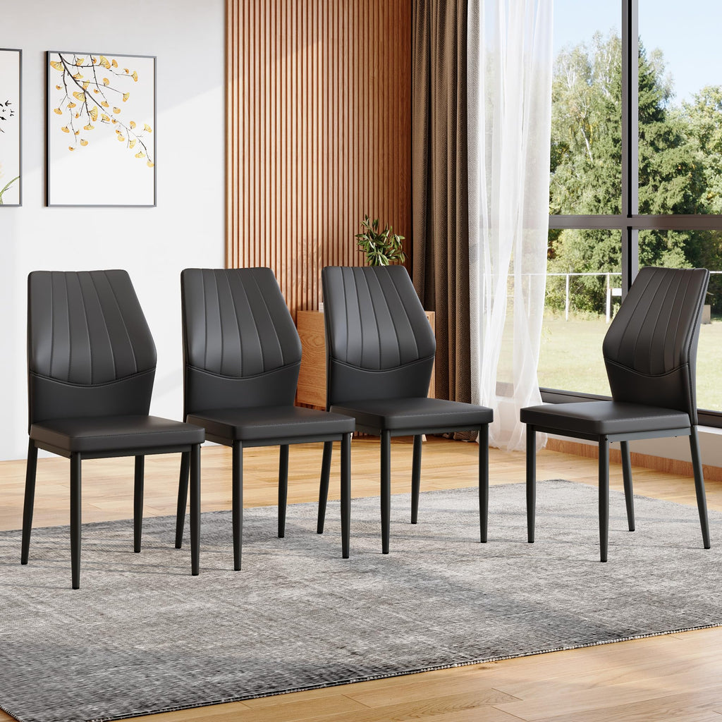 Black PU Leather Dining Chairs Set of 4 R584621