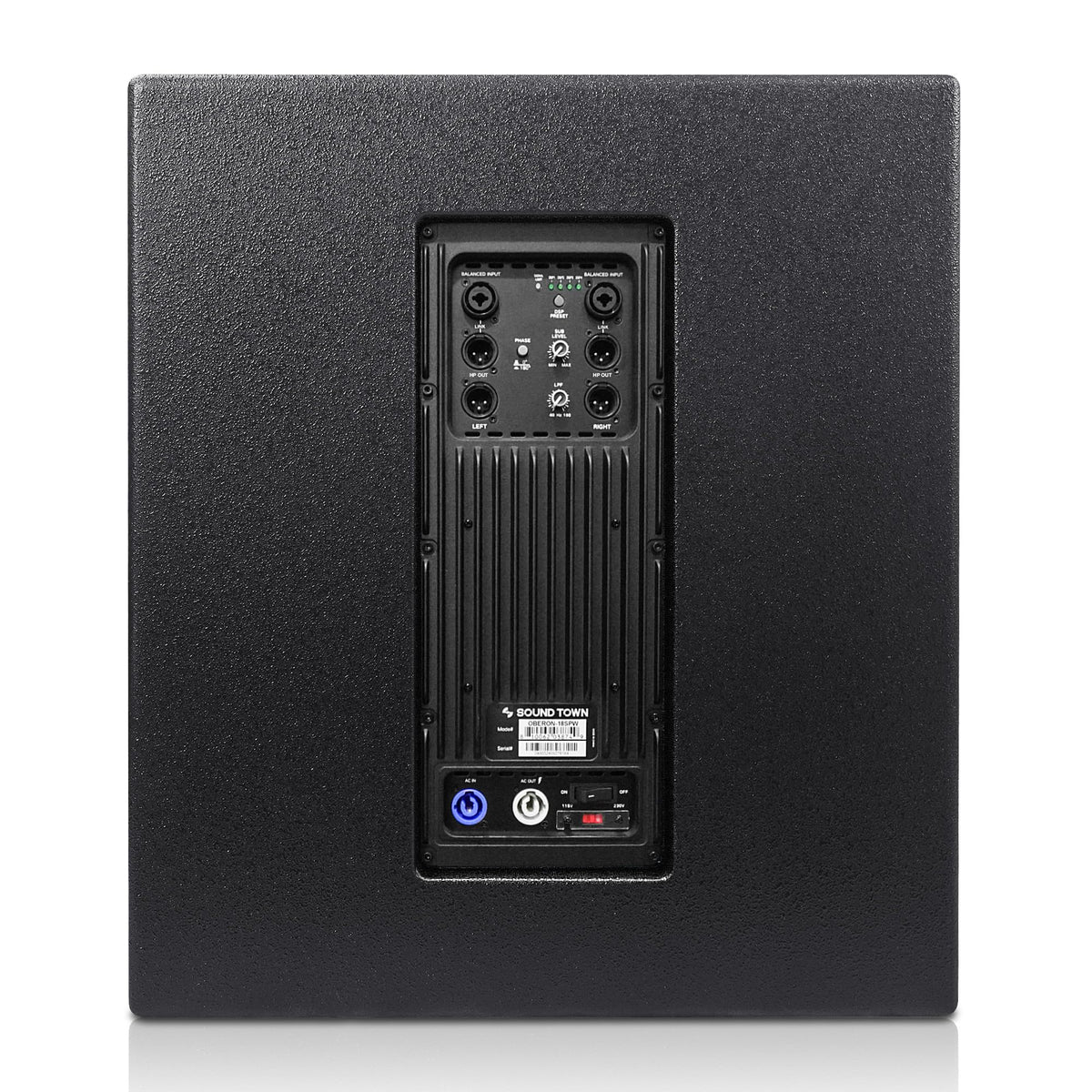 18" 1600W Powered PA/DJ Subwoofer with Class-D Amplifier, Birch Plywood, Black F4943
