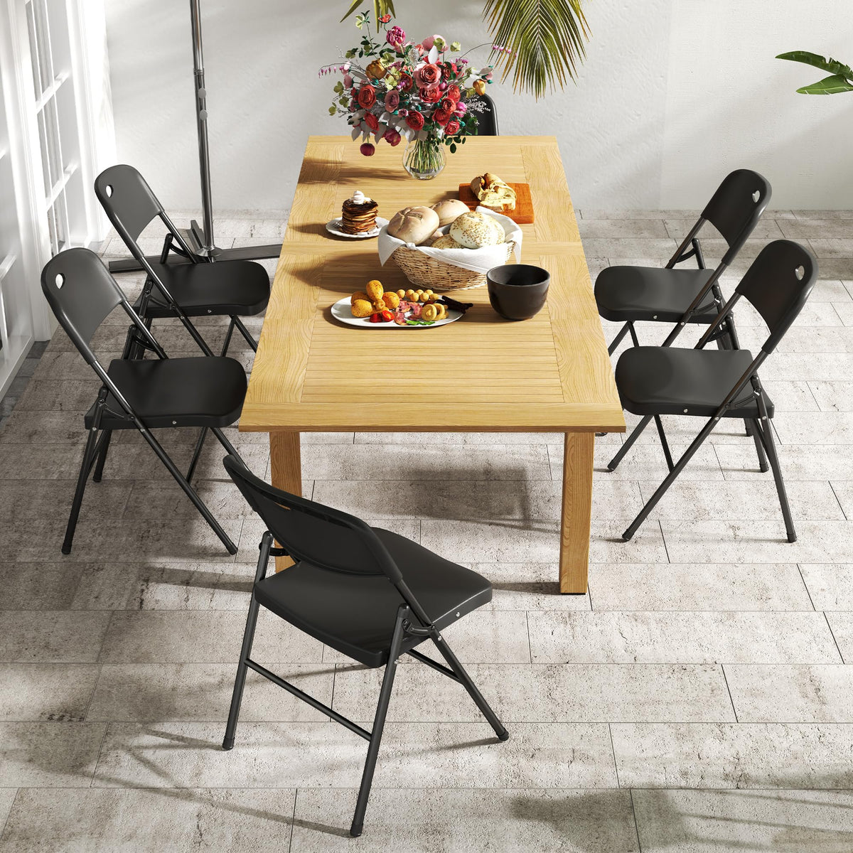 Folding Chairs Set of 10 Black H22378