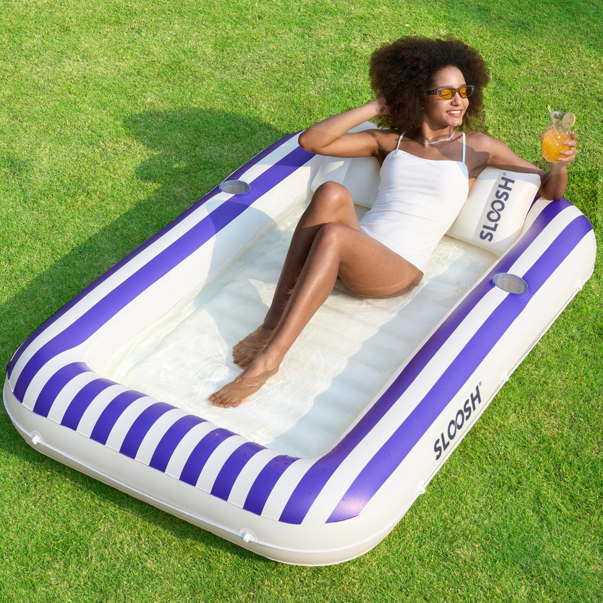 Inflatable Tanning Pool Lounger Float with Pillow F715